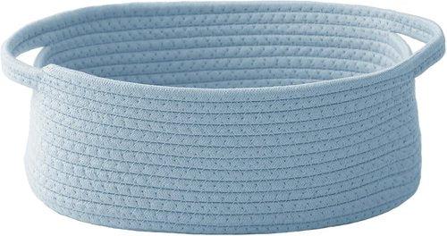JMvicyroam Woven Storage Basket - Small Rope Organizer with Handles for Shelves & Closets | Blue