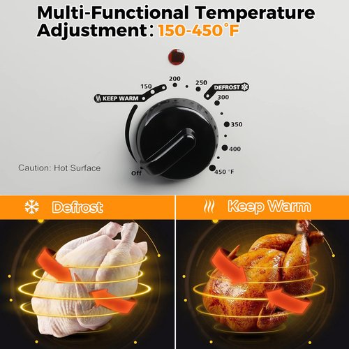 Electric Roaster Oven 26 Quart, Electric Turkey Roaster with Viewing & Self-basting Lid, Large Roaster Pan with Defrost & Warm Function, Stainless Steel Turkey Roaster Oven, Silver