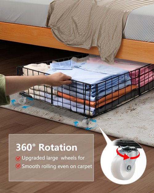 Jifader 4 Pack Larger Under Bed Storage With Wheels,Rolling Under Bed Drawer,Under Bed Shoes Storage,Open Design, Large capacity,Suitable For Various Storage