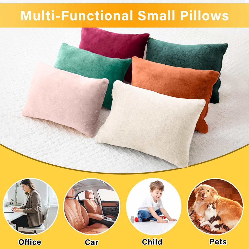 1 MIDDLE ONE 2 Pack Small Pillow, Memory Foam Mini Pillow 11 X 7 Inches for Travel, Sleeping, Nap and Neck, Knee, Lumbar Support, Tiny Cushion for Pet, Dogs (Off-White)