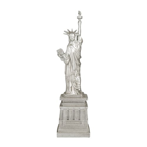 Deco 79 Polystone Statue of Liberty Decorative Sculpture Home Decor Statue, Accent Figurine 5" x 5" x 17", Silver