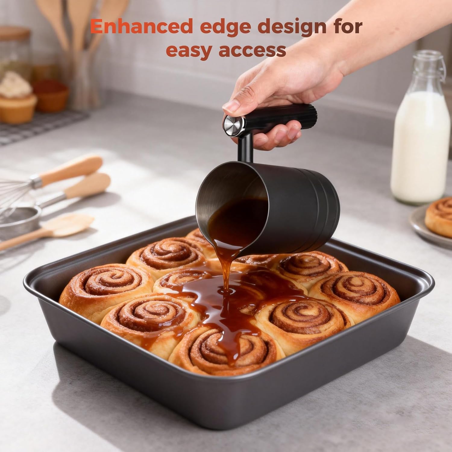 Skiennix 3-Piece Baking Pan Set - Nonstick, Stackable & Non-Toxic Oven Bakeware | Includes Cookie Sheet, Muffin Pan & Loaf Pan