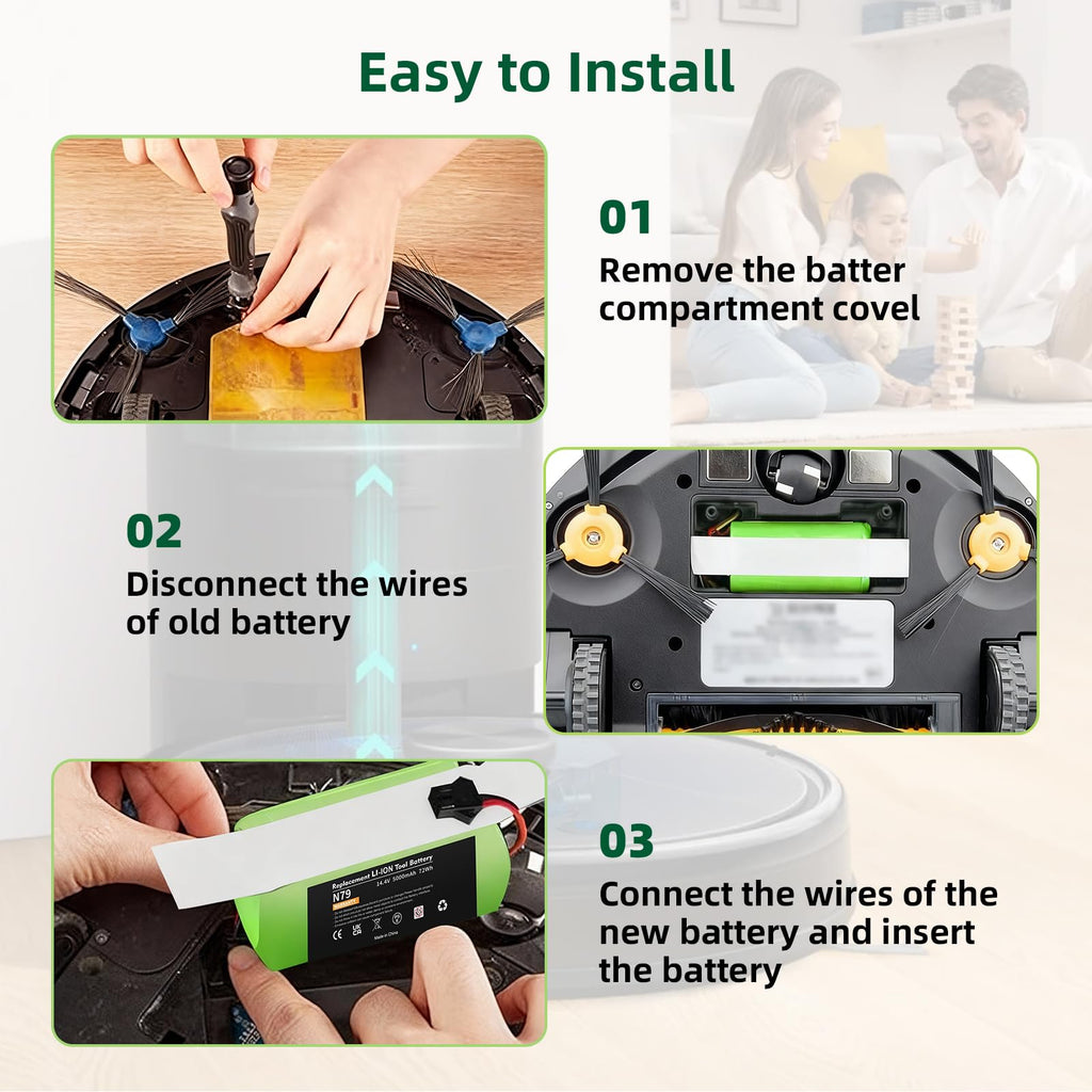 Upgraded 14.4V 5000mAh Battery Replacement for Ecovacs Deebot N79S N79 DN622 & Eufy RoboVac 11 11S 11S MAX 11C 12 15C 15T 15MAX 25C 30C 30 35C G30, Shark, Amarey, Coredy Robot Vacuum Battery