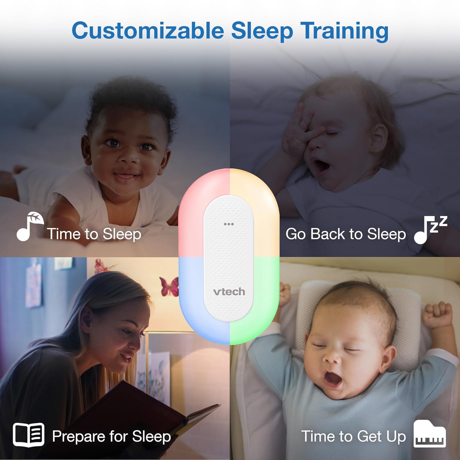 VTech BC8113 V-Hush Plug Sleep Training Soother - 40 Stories & Songs, Bluetooth Speaker, Multi-Color Night Light