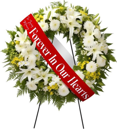 Fanfanwin Funeral Sash | Memorial Ribbon for Celebration of Life | 58x4'' Red - Forever in Our Hearts
