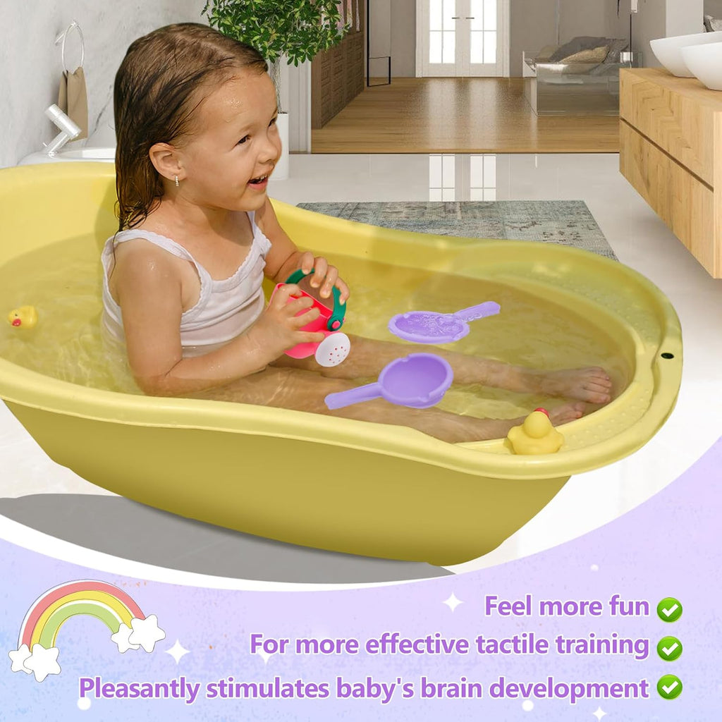 Skiennix Soft Bath Toys for Toddlers 1-3 | Easy to Clean Water Table & Pool Fun | 3-Pack (Pink)