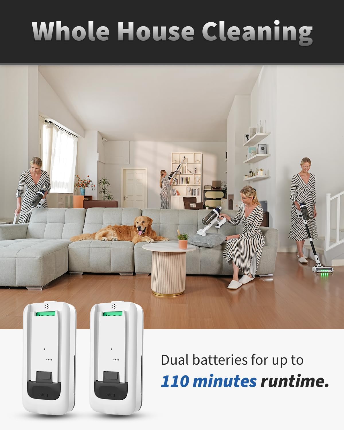 Skiennix Cordless Vacuum Cleaner - 15-in-1 Powerful Stick Design with LED Display | 110 Mins Runtime, Lightweight for Home & Pet Hair