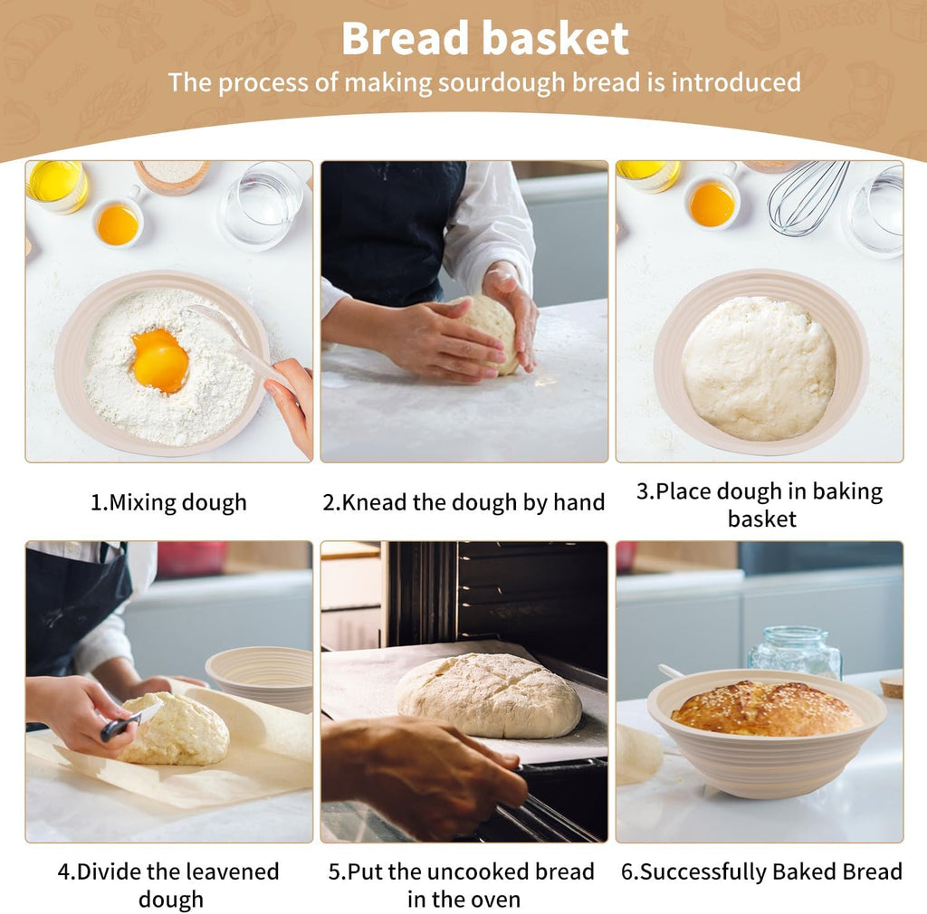 Skiennix Silicone Banneton Bread Proofing Baskets - 10" Oval & 9" Round Non-Stick Dough Bowls | BPA Free, Ideal for Sourdough Baking