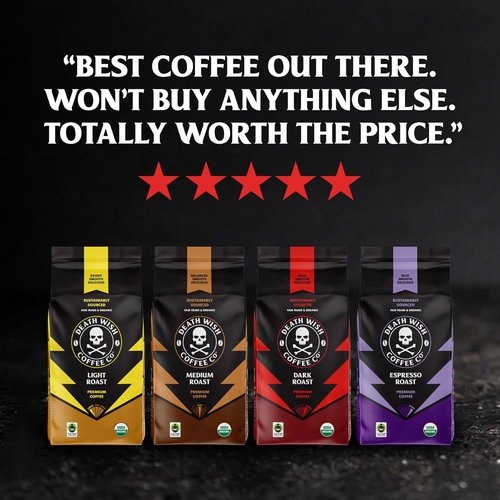Death Wish Coffee - Organic Fair Trade Espresso Roast Ground Coffee | 14 Ounce Pack