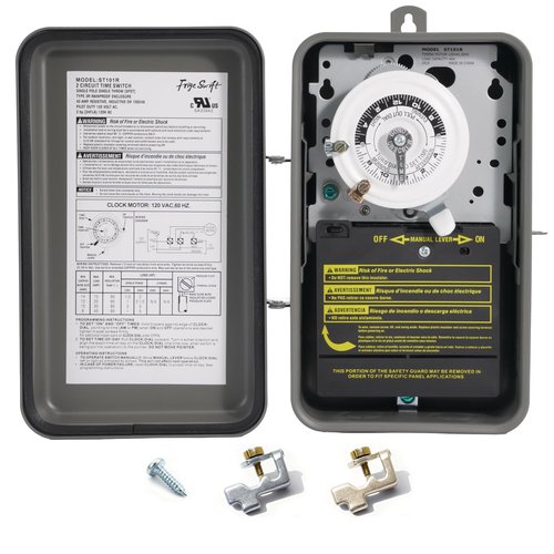 T101R 40A 120V 24-Hour Programmable Timer with 3R Waterproof Enclosure & SPST Dual-Circuit Switch, for Commercial Defrost, Lighting, Fan