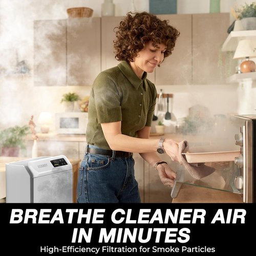 Air Purifiers | HEPA Air Purifier with Washable Pre-Filter & Sleep Mode for Large Rooms Up to 2,330 Ft² - Matte White