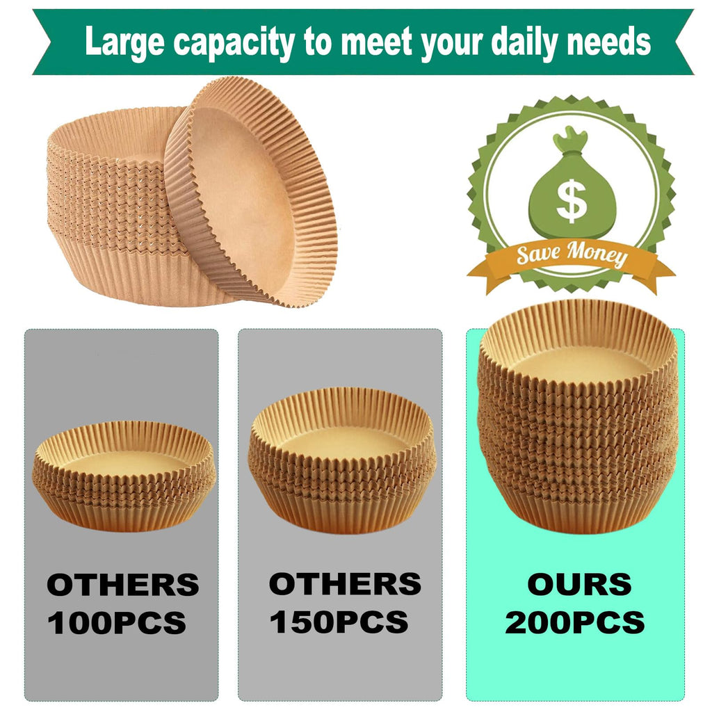 4 qt Air Fryer Liners, Ninja Foodi Liners, 200Pcs Air Fryer Liners Disposable 5qt 8 Inch Round, Circle Liners for Ninja AF101 AF150 XL AF161