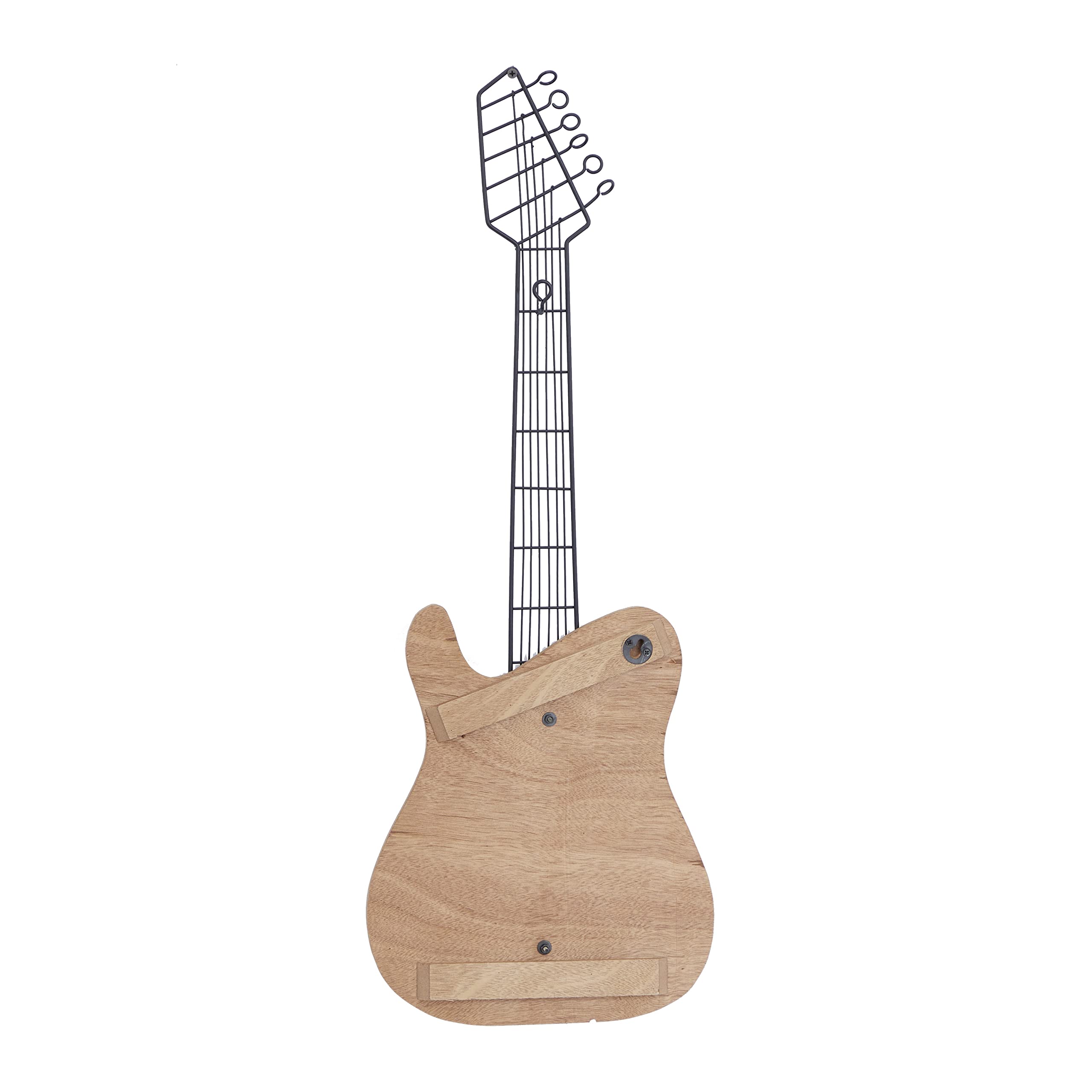 Deco 79 Wooden Guitar Home Wall Decor Wall Sculpture, Wall Art 2" x 11" x 31", Brown
