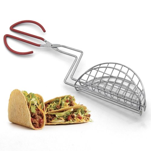 Taco Shell Tongs for Frying by StarBlue - 1 Units 6 Inch U-shapedEasy-Grip Tool for Making Crispy Taco Shells - Heat-Resistant and Dishwasher Safe
