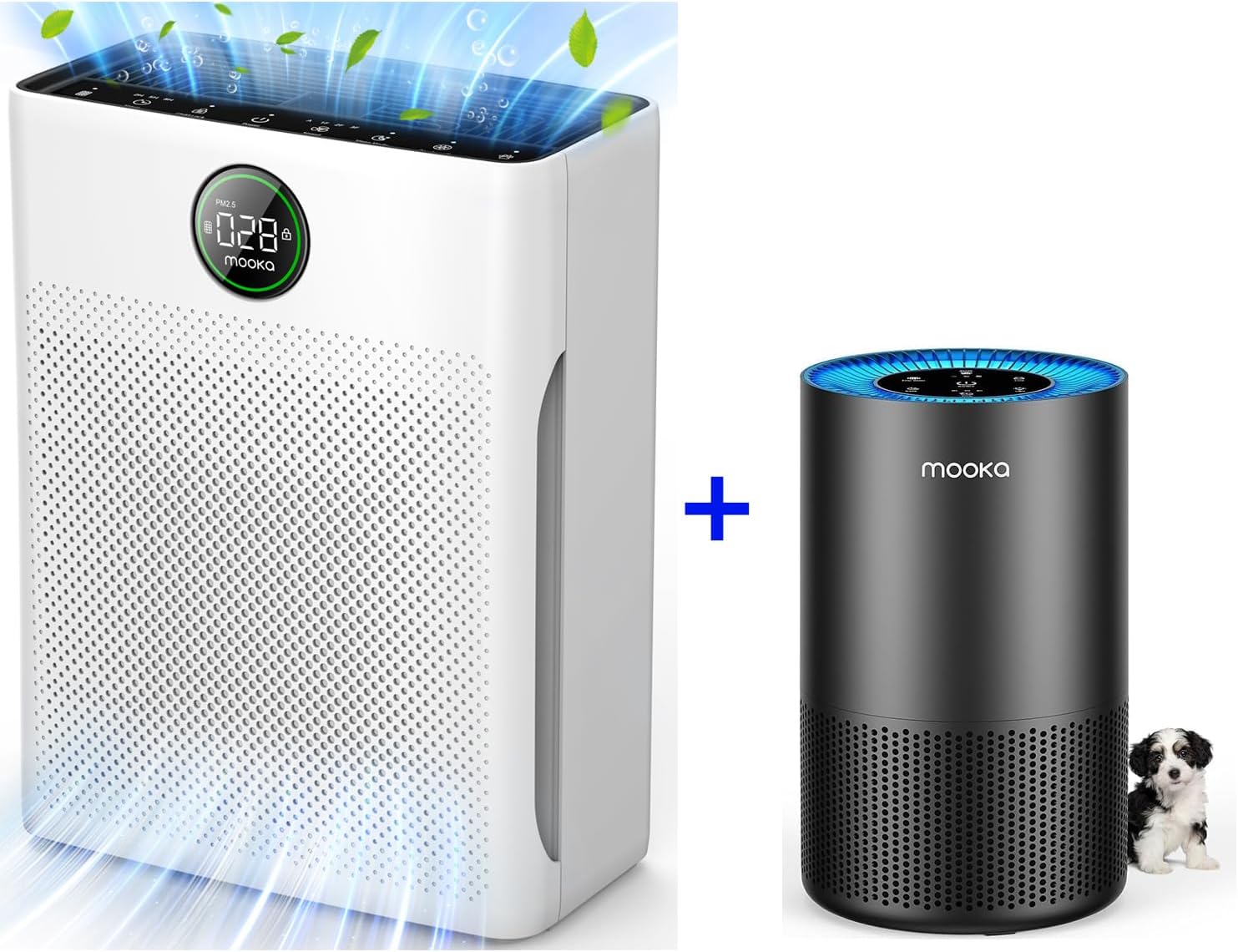MOOKA H13 True HEPA Air Purifier - 2 Pack for Large Rooms, Pets & Allergens | Ideal for Bedroom & Wildfire Smoke