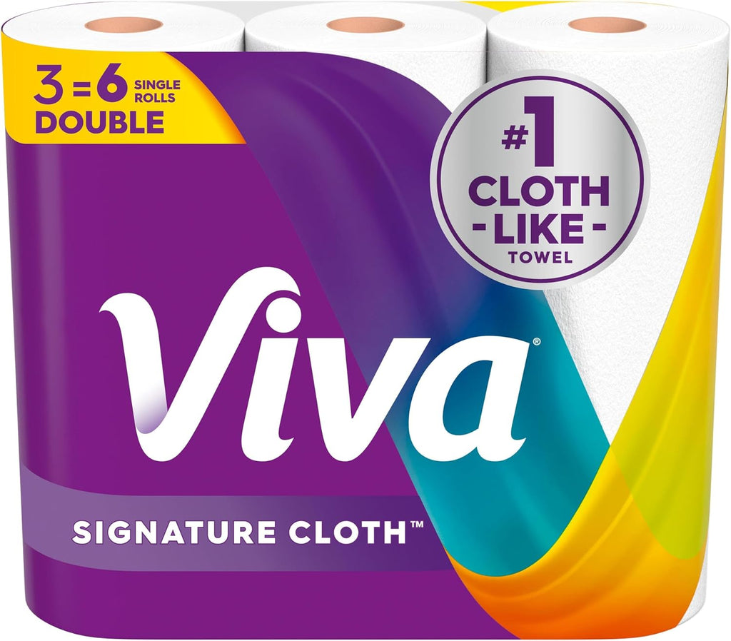 Viva Signature Cloth Paper Towels - Choose-A-Sheet Size, 3 Double Rolls, 86 Sheets Each