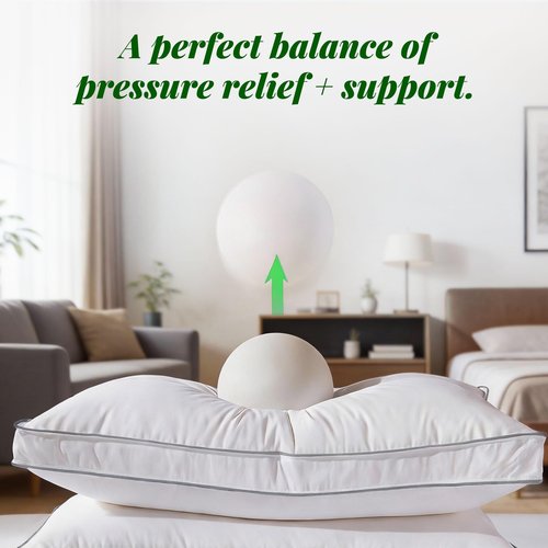 NightHug 2 Pack Goose Feather Down Fiber Pillow King Size with 3-Layer Design – Soft Top, Shredded Memory Foam & Plush Base for Side, Back & Stomach Sleepers, Hotel Collection, White (19" x 35")