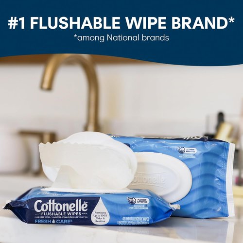 Cottonelle Fresh Feel Flushable Wet Wipes - 8 Flip-Top Packs | 336 Total Wipes for Ultimate Cleanliness