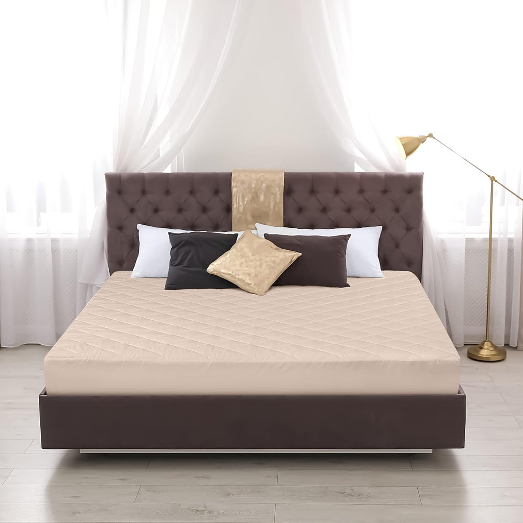 Utopia Bedding Quilted Mattress Pad - Queen Size Deep Pocket Protector | Machine Washable Beige