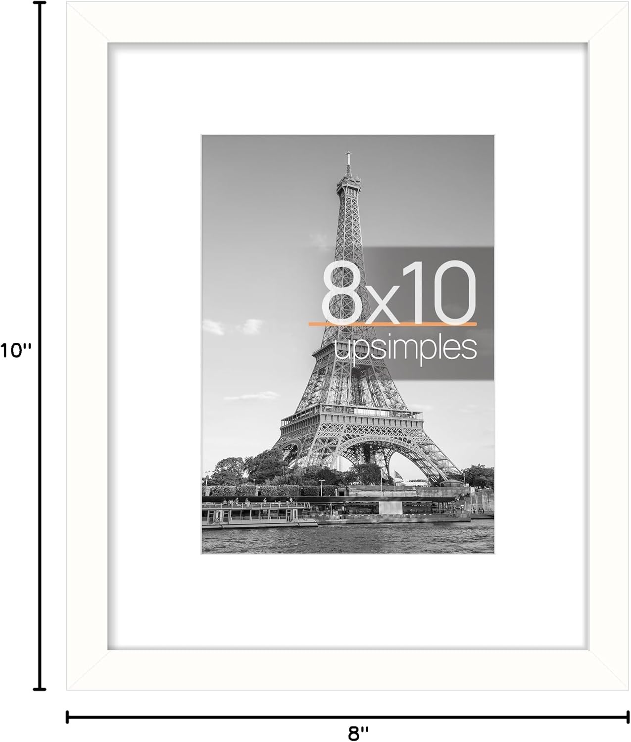Upsimples 8x10 Picture Frame - Versatile Display for 5x7 with Mat or 8x10 Without Mat | White, 1 Pack