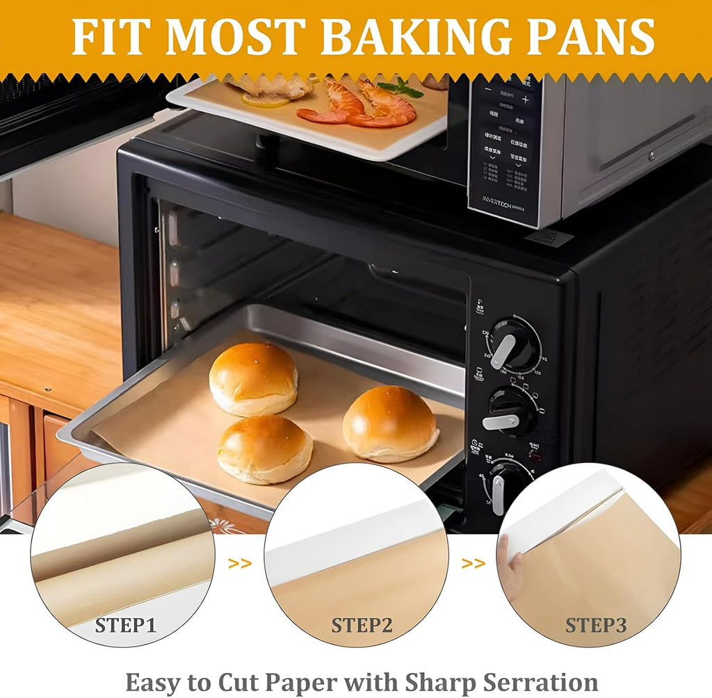 Unbleached Parchment Paper - Heavy Duty Non-Stick Baking Roll with Slide Cutter | 15 in x 220 ft