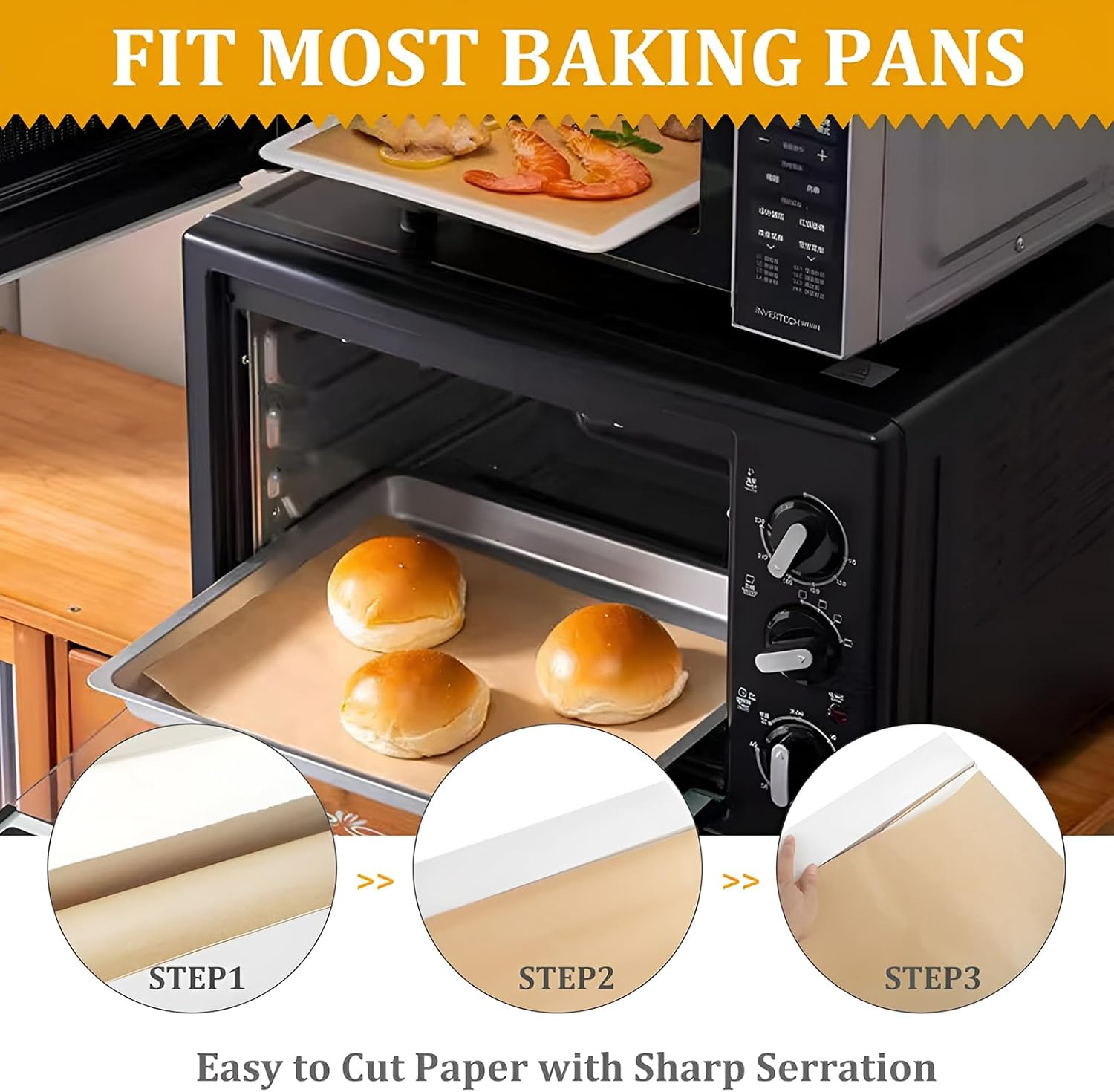 Unbleached Parchment Paper - Heavy Duty Non-Stick Baking Roll with Slide Cutter | 15 in x 220 ft