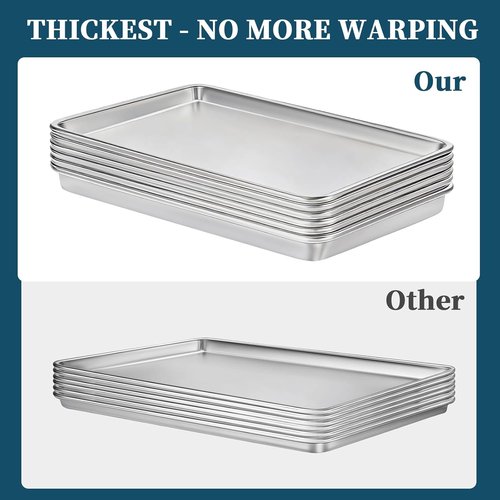 Bastwe Aluminum Baking Sheet Pan - Full-Size Commercial Quality Cookie Tray | 6 Pack, 26 x 18 Inch