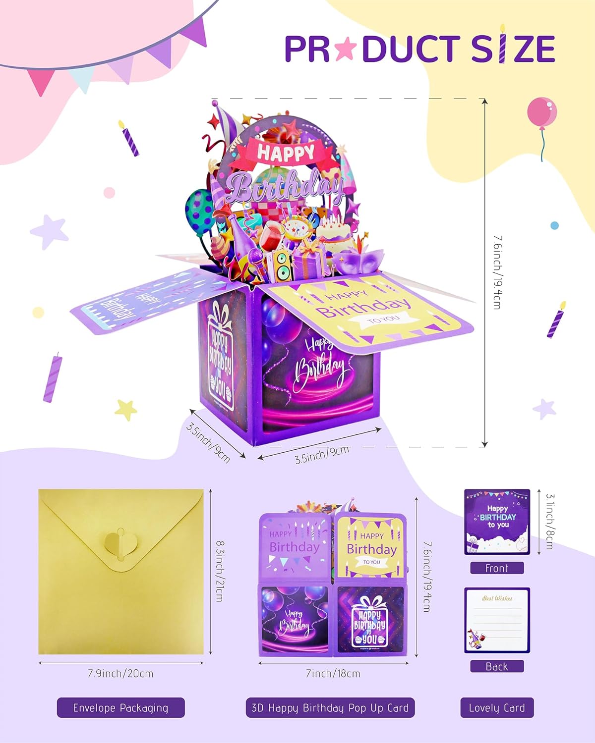 Skiennix 3D Birthday Gift Box - Unique Pop-Up Card with Blank Greeting Card & Envelope | Perfect for Women, Mom, Wife, Daughter, Grandma, Girlfriend