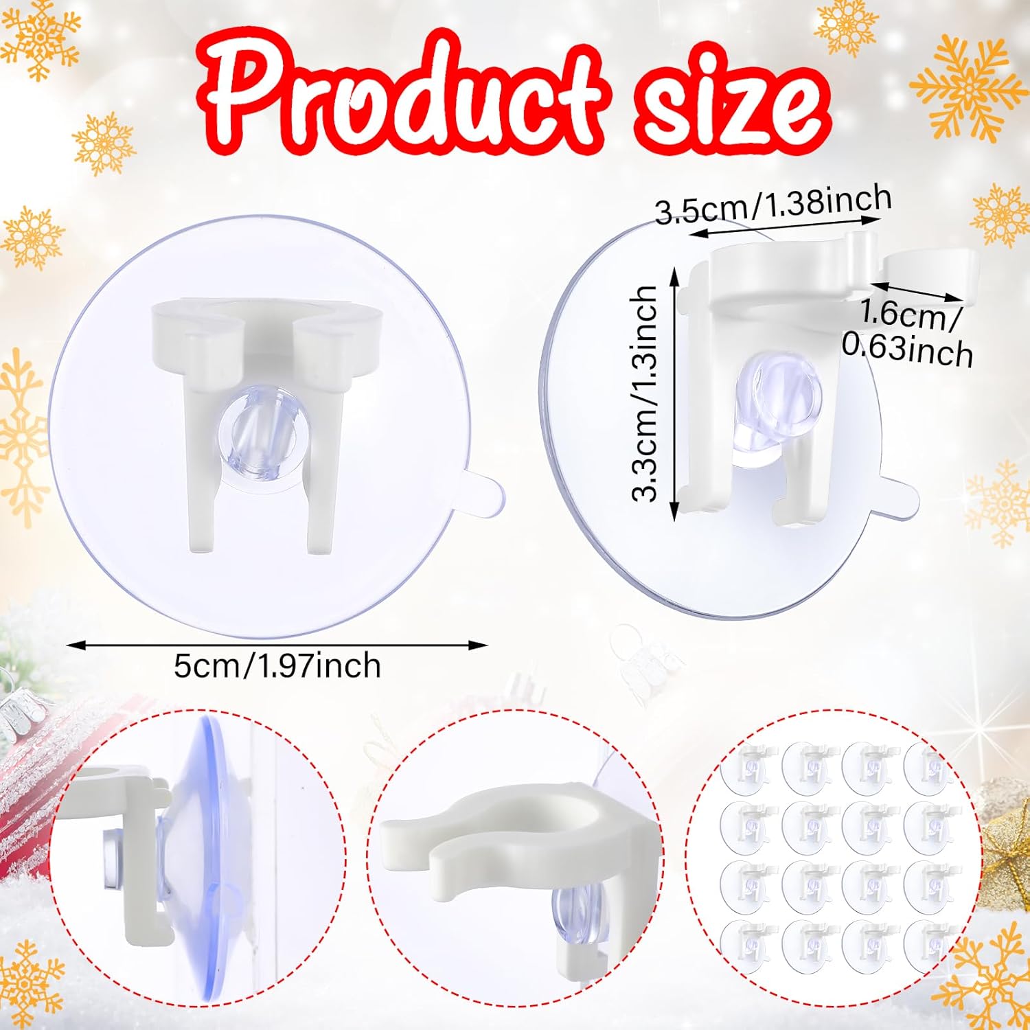 Skiennix Window Candle Holder Clamps - 16-Piece Suction Cup Set for Christmas Party Decor