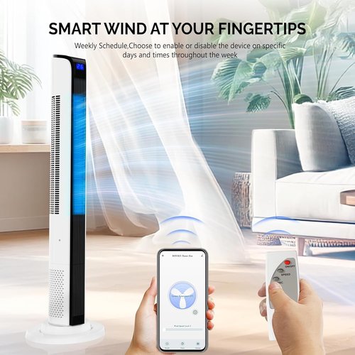 Bonnlo 42" Smart Tower Fan - Quiet Floor Fan with APP & Remote Control, 3 Modes, 3 Speeds, Oscillating Design