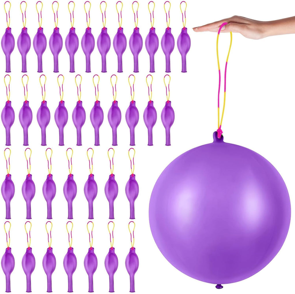 Purple Punch Balloons - 36 Pcs with Rubber Band Handle for Easy Grip | Perfect for Kids’ Birthday Parties