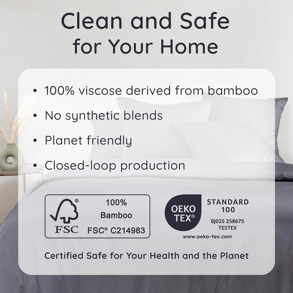 Bambaw Bamboo Sheets Queen Size Set - 4-Piece Cooling Luxury Bed Sheets, Super Soft & Deep Pocket (Charcoal)