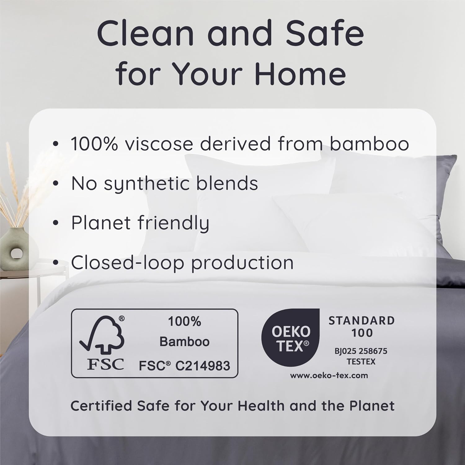 Bambaw Bamboo Sheets Queen Size Set - 4-Piece Cooling Luxury Bed Sheets, Super Soft & Deep Pocket (Charcoal)
