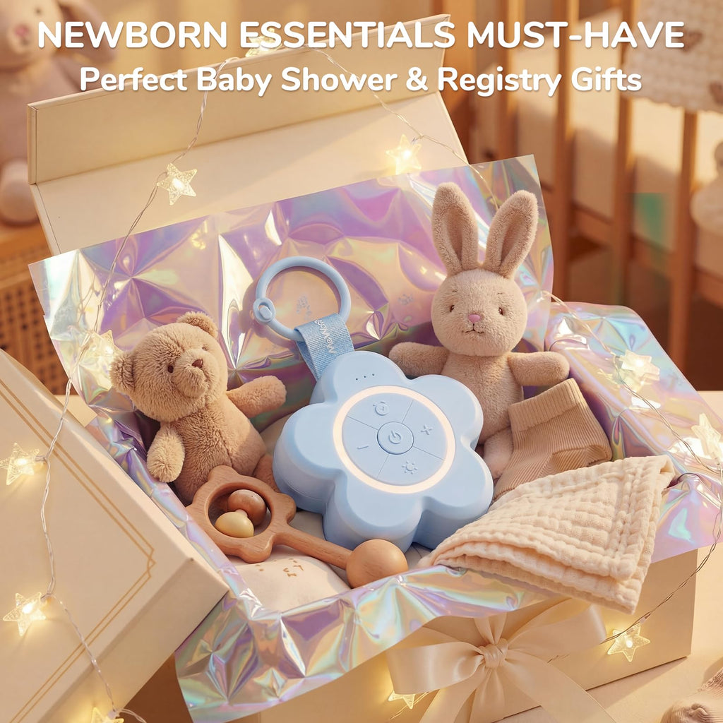 Mewaii Portable White Noise Sound Machine Baby | 25 Soothing Sounds | Rechargeable Travel Sound Machine for Kids with Night Light | Newborn Essentials Shower Gift | Nursery, Home, Sleep Aid (Blue)