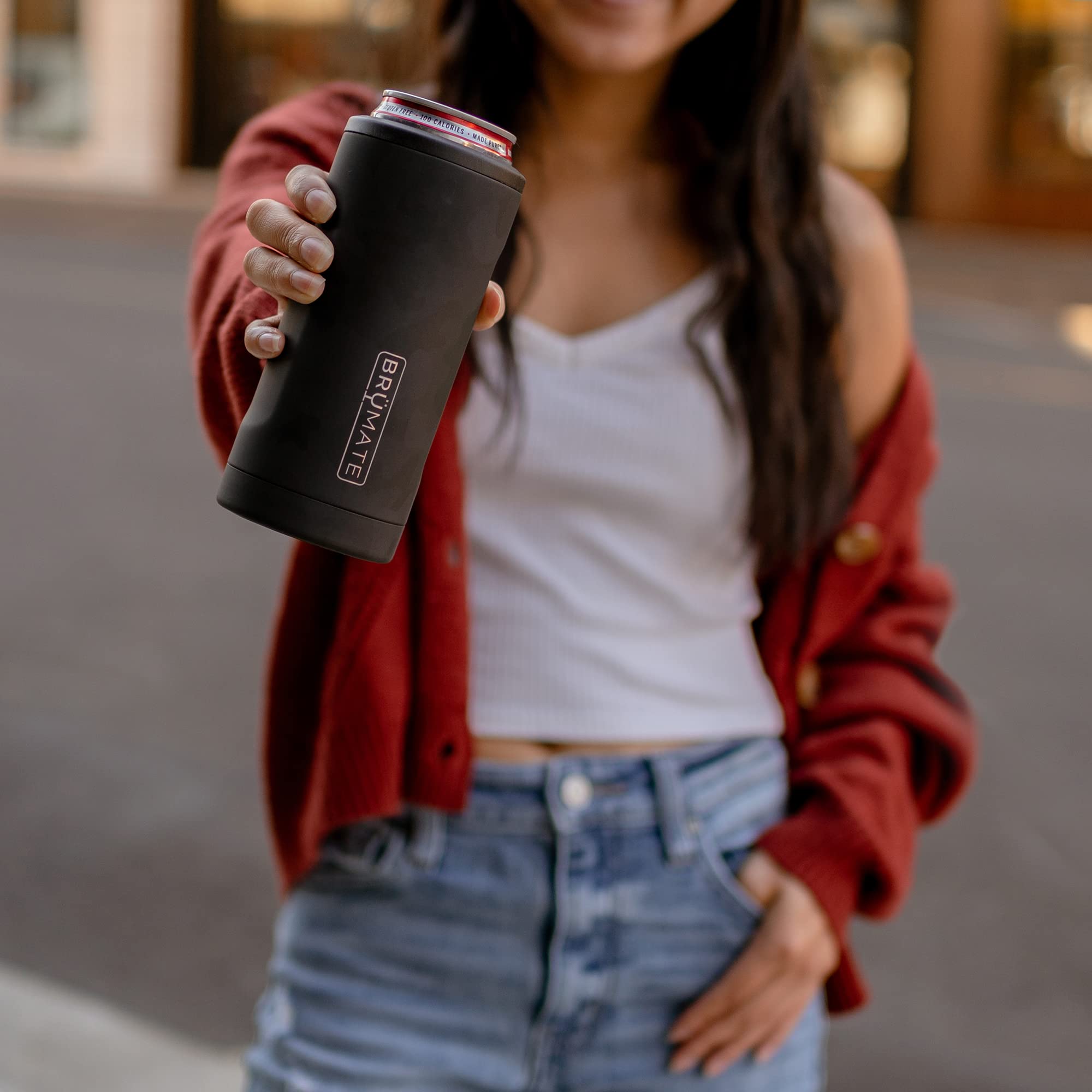 BrüMate Hopsulator Slim Can Cooler Insulated for 12oz Slim Cans | Skinny Can Insulated Stainless Steel Drink Holder for Hard Seltzer, Beer, Soda, and Energy Drinks (Matte Gray)