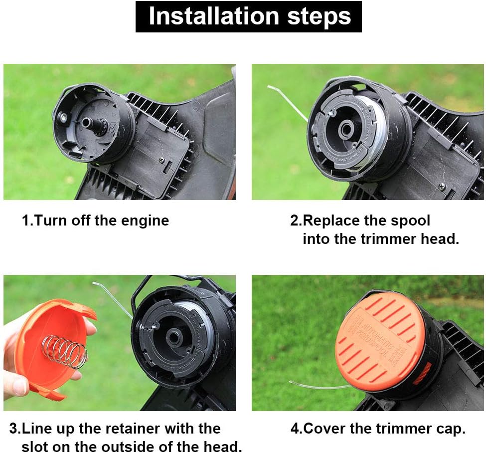 THTEN AF-100 String Trimmer Spool - 30ft 0.065" Refills for Black & Decker Models | 6 Pack