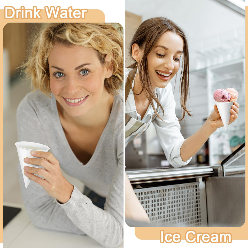 Roshtia 600 Pcs 6 oz Snow Cone Cups Paper Thicken Disposable with 1 Cups Dispenser Pull Type Wall Mount Cup Holder Paper for Restaurants, Home, and Office, and Shaved Ice, Cold