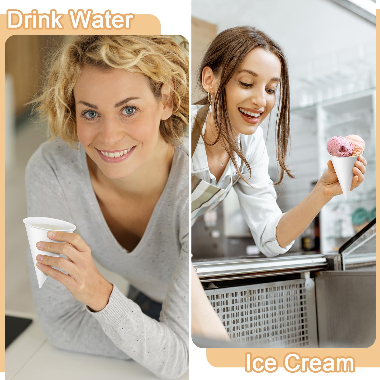Roshtia 600 Pcs 6 oz Snow Cone Cups Paper Thicken Disposable with 1 Cups Dispenser Pull Type Wall Mount Cup Holder Paper for Restaurants, Home, and Office, and Shaved Ice, Cold