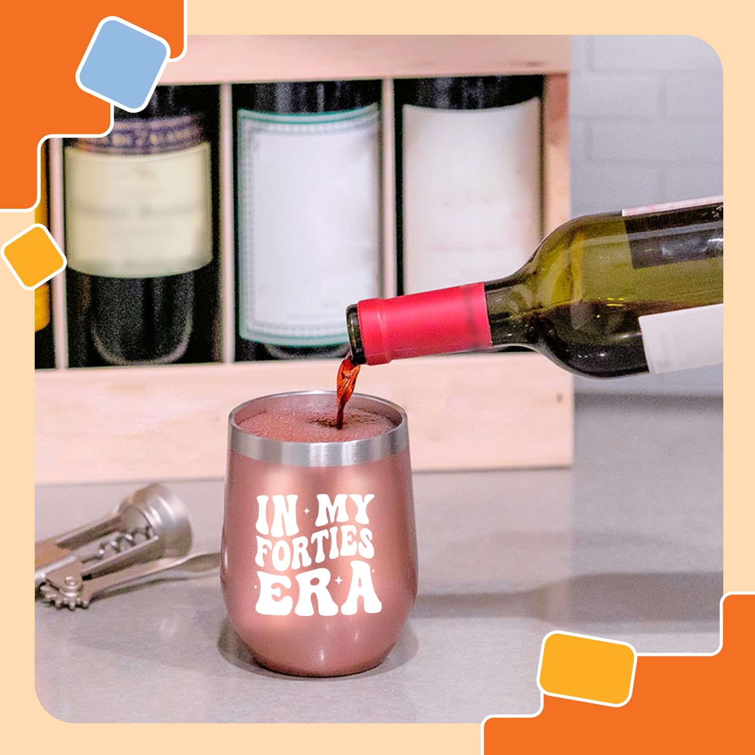 NewEleven 40th Birthday Gifts For Women - 40th Birthday Decorations For Women - 40 Year Old Gifts For Women, Sister, Mom, Daughter, Best Friend - In My Forties Era Wine Tumbler - 12 Oz Tumbler