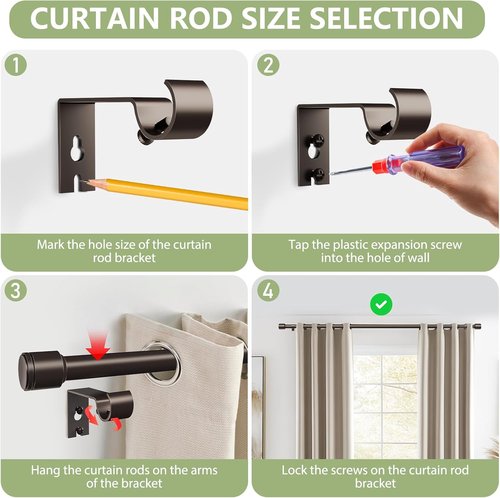 Adjustable Bronze Curtain Rods by [Brand Name] | 30-45 Inch for 30-39 Inch Windows | 2 Pack