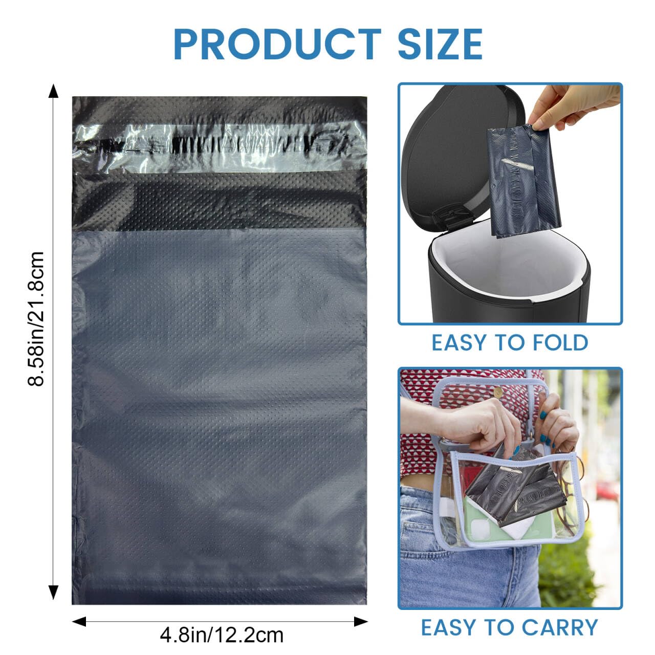 Sanitary Napkin Disposal Bags, Feminine Personal Bags, 100 pcs Grey, Self Seal, Disposable for Tampons, Sanitary, Pads, Liners