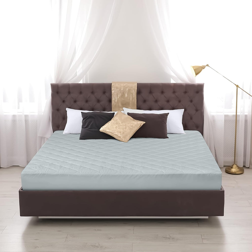Utopia Bedding Quilted Fitted Mattress Pad - Twin Size Deep Pocket Protector | Machine Washable Light Grey