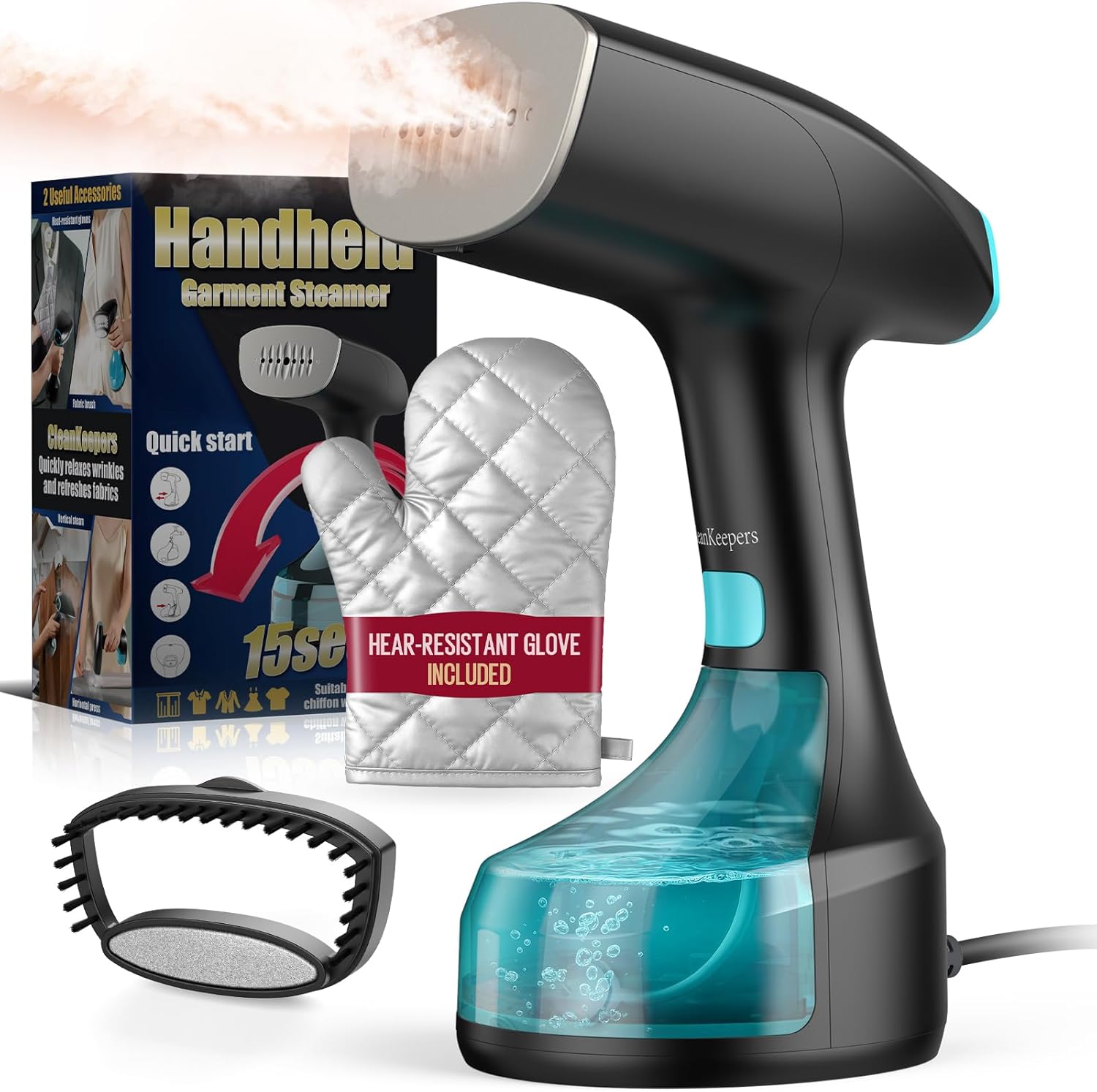 Skiennix Handheld Clothes Steamer - 1900W Portable Fabric Steamer with 3 Settings & 300ml Capacity