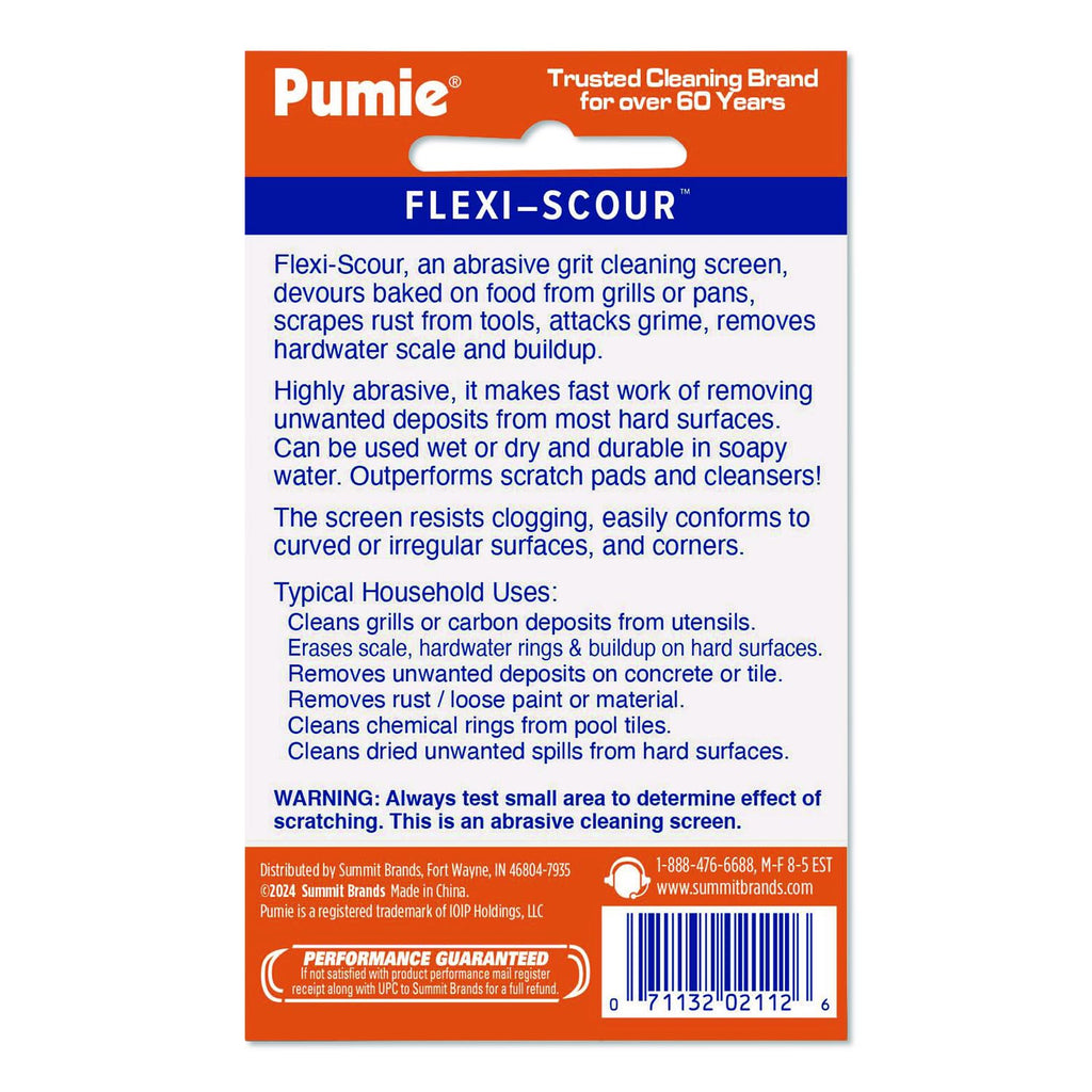 PUMIE Flexi-Scour (3 Pack) - Flexible Scrubbing Screen - Heavy Duty Scouring Pad - Abrasive Grit Cleaning Screen for Toilet Bowls, Grills, Removes Carbon, Rust, Scale, Grime - 5.5x4 in, Flex-3 C