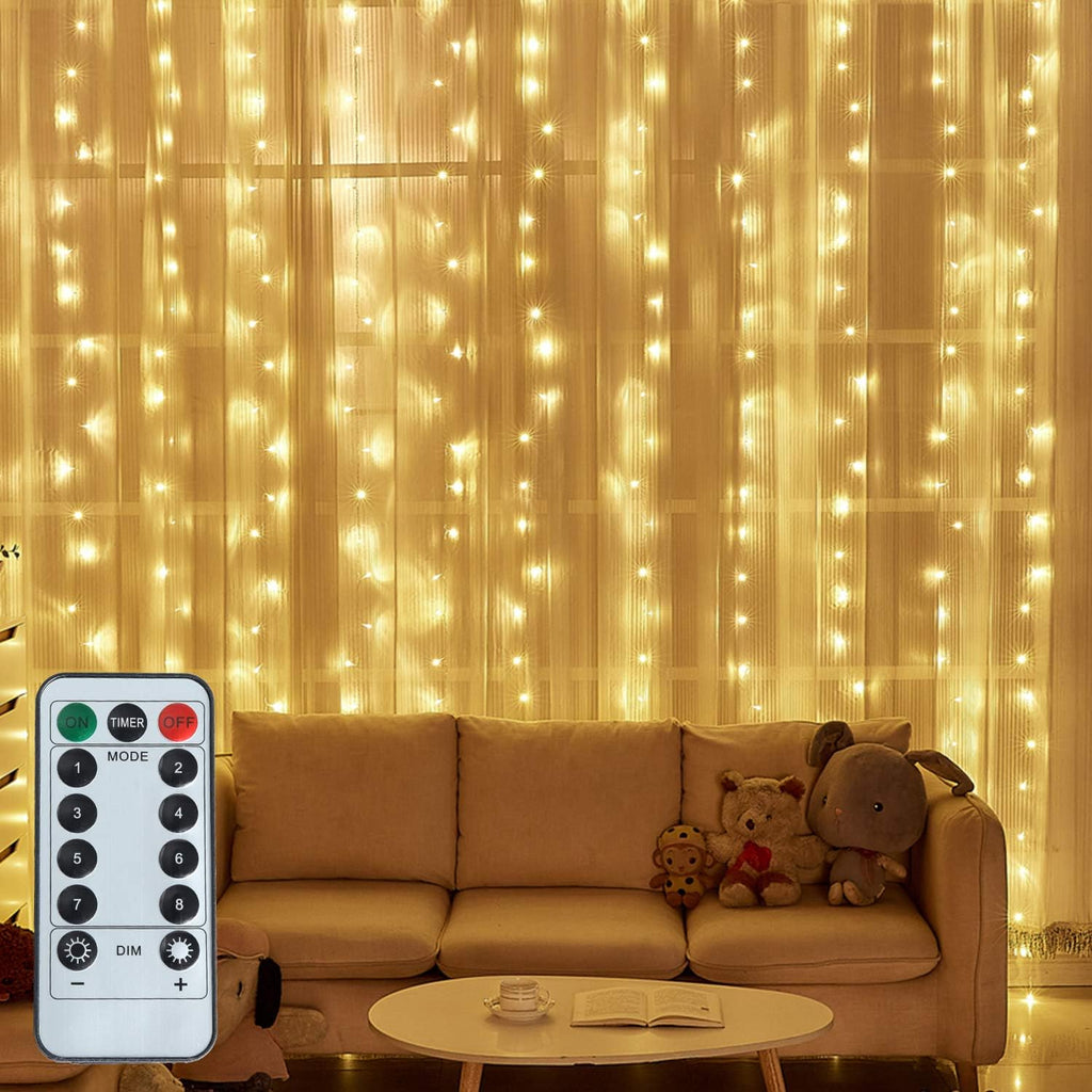 Skiennix LED String Lights - 300 Waterproof LED Lights with 8 Modes - USB Powered for Christmas & Party Decor (9.8ft x 9.8ft, White)