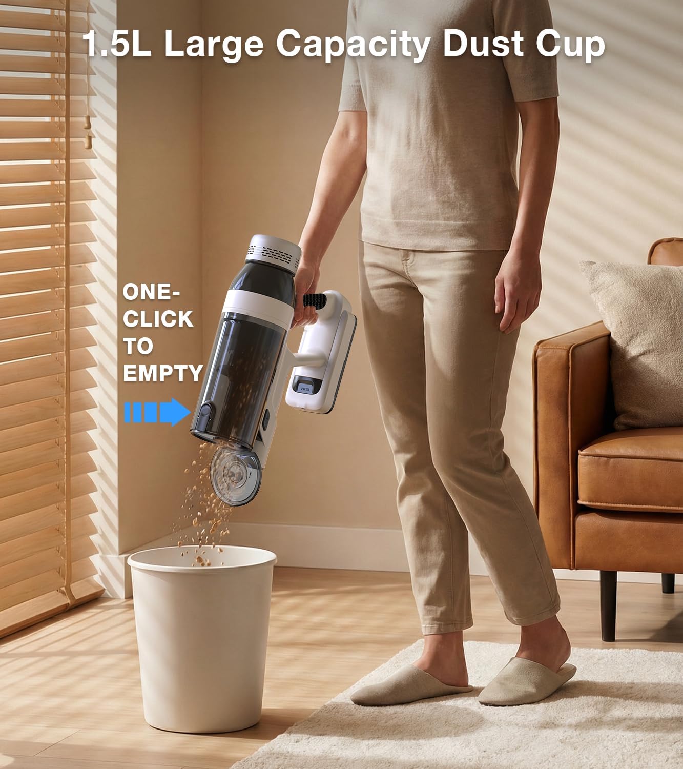 Skiennix Cordless Vacuum Cleaner - 15-in-1 Lightweight Stick Vacuum with LED Light & Anti-Tangle | 55 Minutes Runtime for Home Use