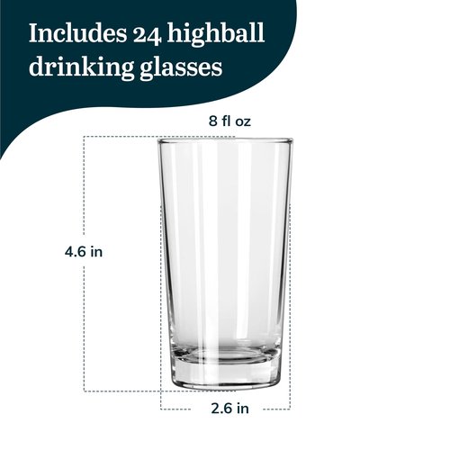 Libbey 132 Heavy Base Hi-Ball Glasses, 8-ounce, Set of 24