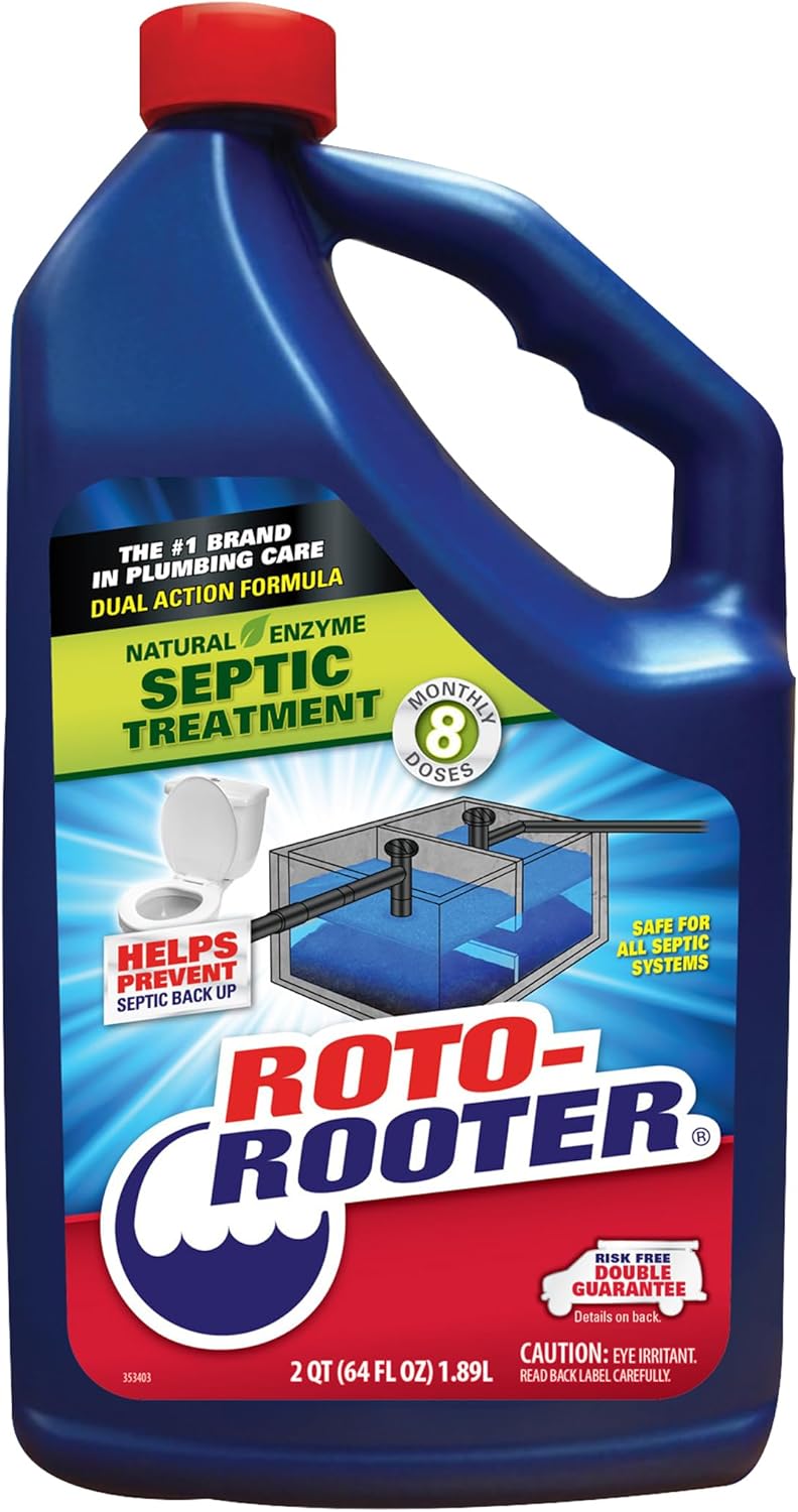 Roto-Rooter Septic Treatment - Natural Enzymes for Odor Removal & Buildup Prevention | 64 oz Bottle