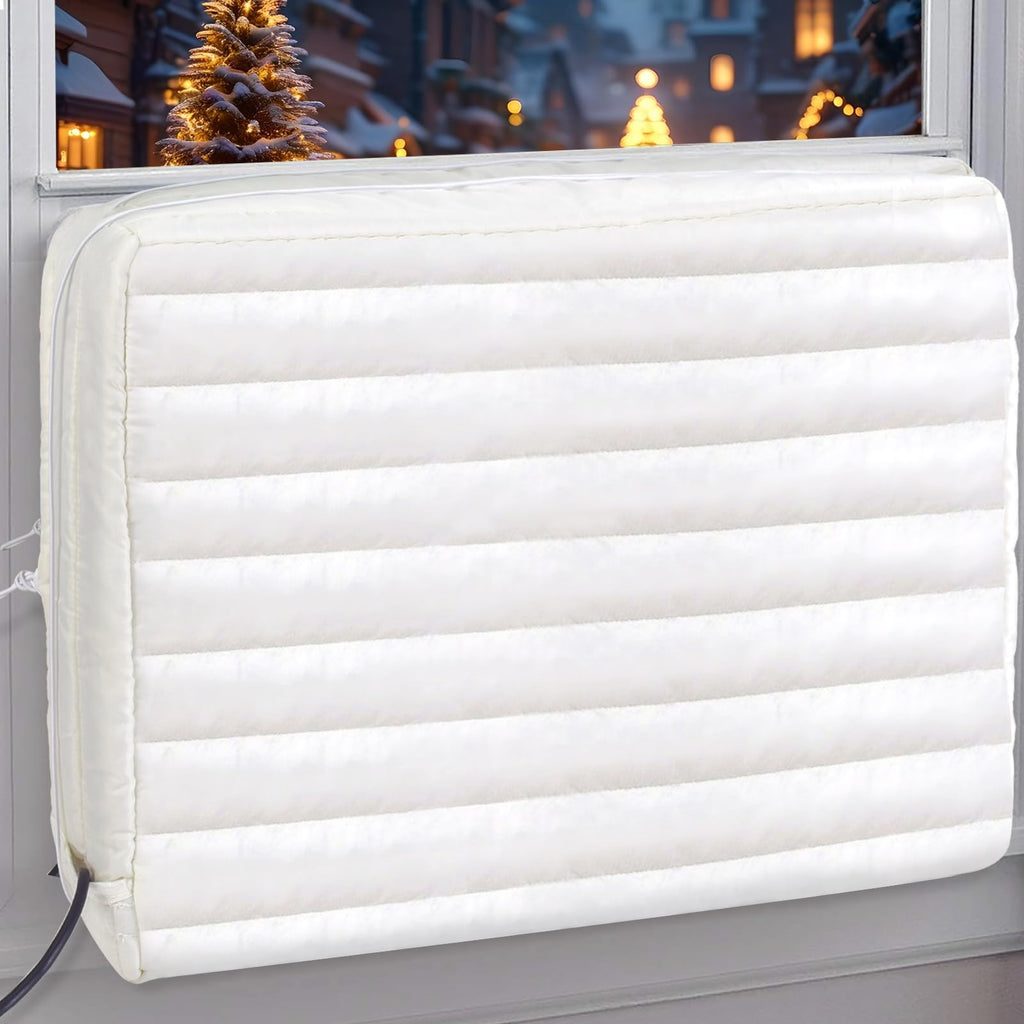 WNATN air Conditioner Cover Indoor,22x16x4.5Inches (L x H x D) air Conditioner Covers for Inside,ac Covers for Inside Double Insulation with Elastic Drawstring(White)