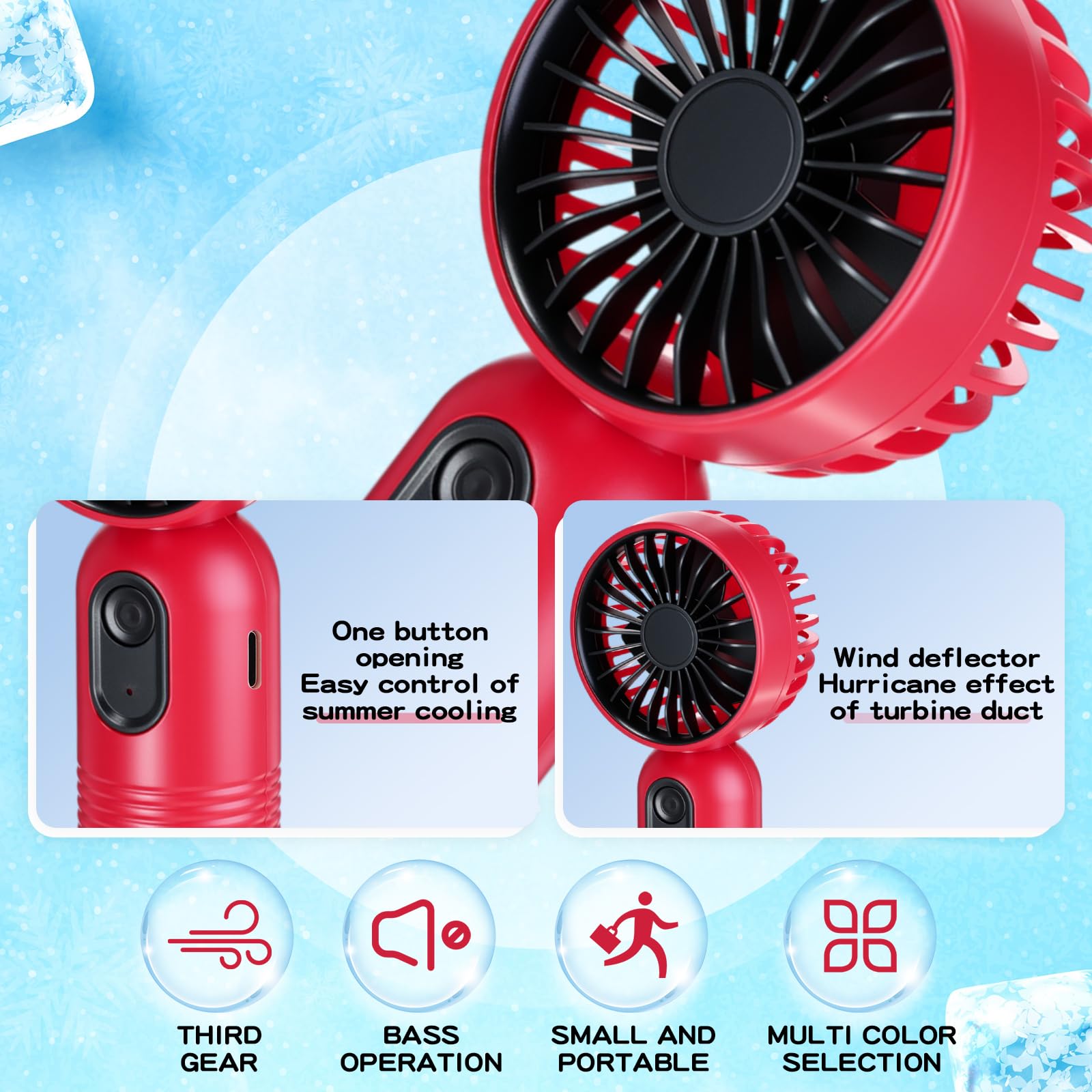 Rossesay 24 Pack Mini Portable Fan Bulk for Travel 3 Speeds, Rechargeable USB Battery Operated, Small Handheld Personal Eyelash Fans for Women Men Indoor Outdoor(Red)